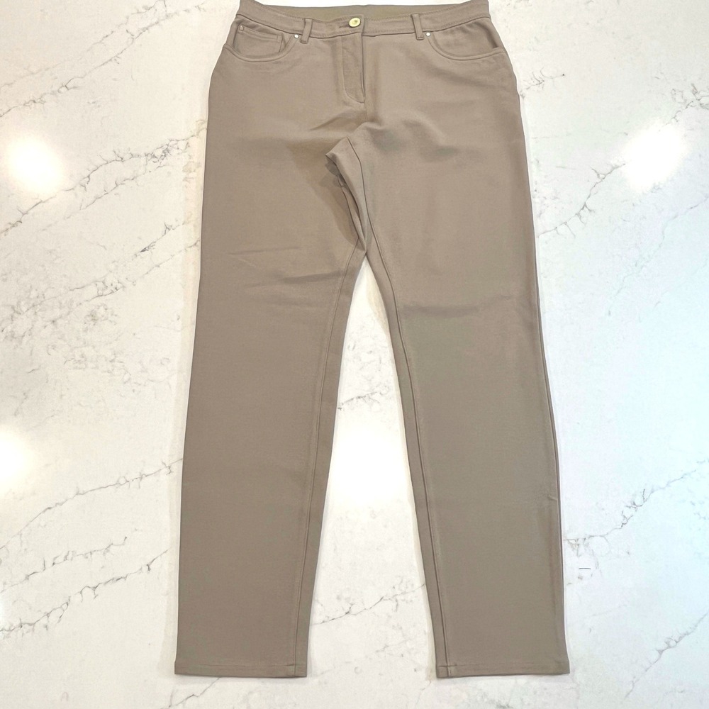 Chico's So Slimming Pants Women 1.5R US 10 Tan Rayon Nylon Spandex